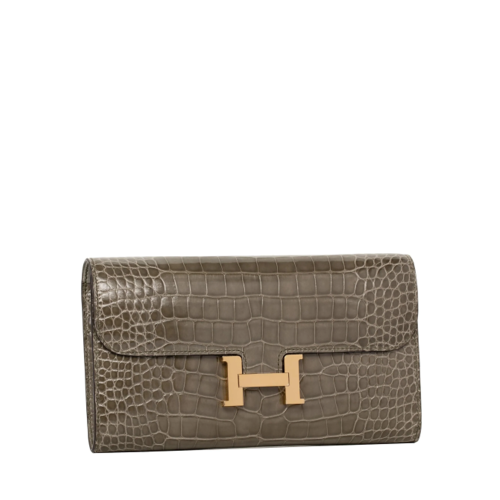 Hermes Constance wallet Alligator Gris Tourterelle Gold