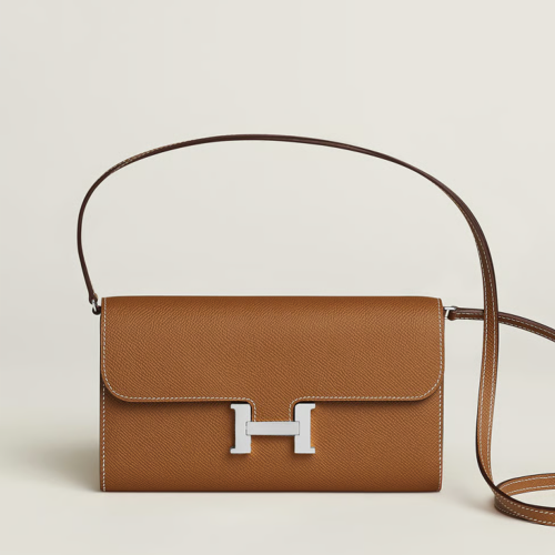 Hermes Constance to Go Wallet Epsom Gold Silver