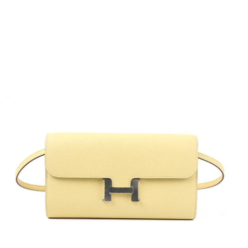 Hermes Constance to Go Wallet Epsom Jaune Poussin Silver