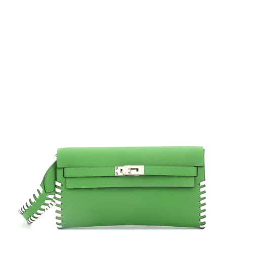 Hermes Kelly To Go Epsom Swift Vert Yucca Silver
