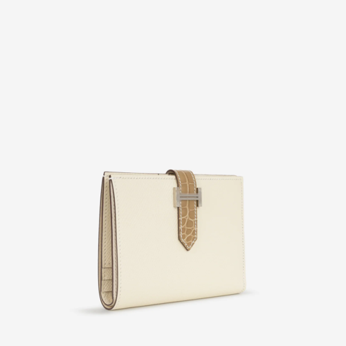 Hermes Bearn Compact Wallet Epsom Alligator Nata Silver
