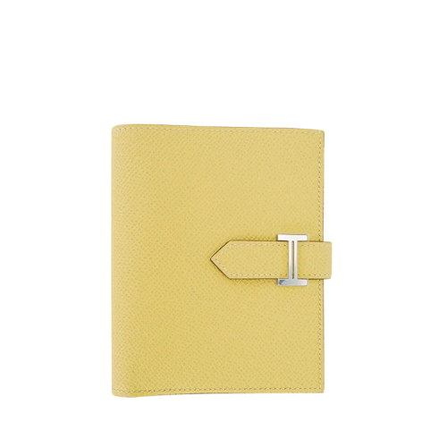 Hermes Bearn Compact Wallet Epsom Jaune Poussin Nata Silver