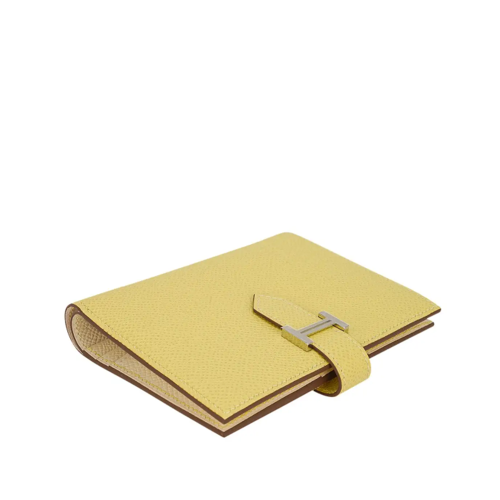 Hermes Bearn Compact Wallet Epsom Jaune Poussin Nata Silver