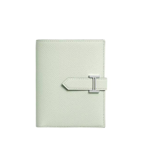 Hermes Bearn Compact Wallet Epsom Vert Fizz Silver