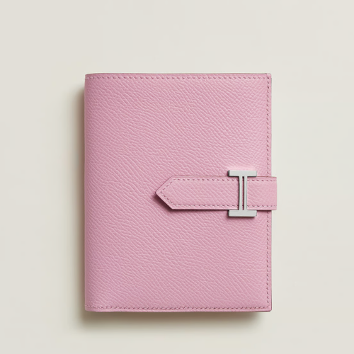 Hermes Bearn Compact Wallet Epsom Mauve Sylvestre Silver
