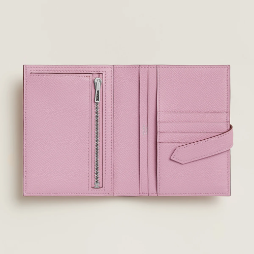 Hermes Bearn Compact Wallet Epsom Mauve Sylvestre Silver