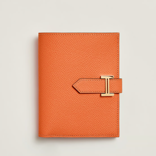 Hermes Bearn Compact Wallet Epsom Orange Gold