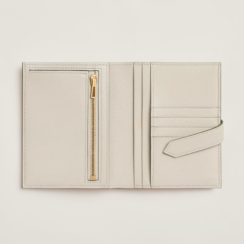 Hermes Bearn Compact Wallet Epsom Craie Gold