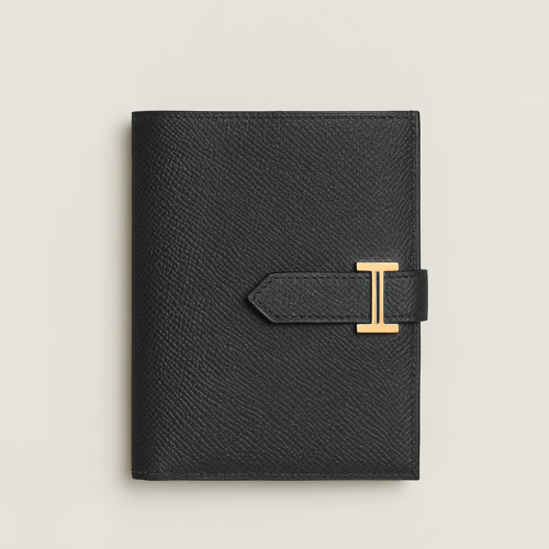 Hermes Bearn Compact Wallet Epsom Noir Gold