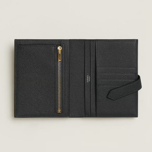 Hermes Bearn Compact Wallet Epsom Noir Gold