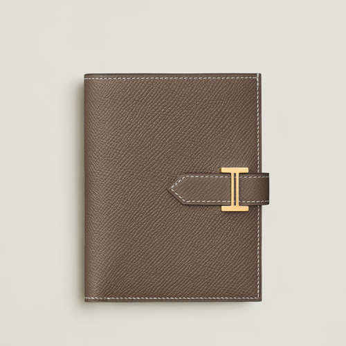 Hermes Bearn Compact Wallet Epsom Etoupe Gold