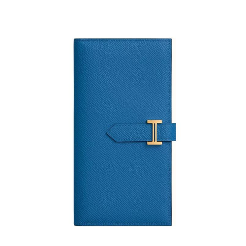 Hermes Bearn wallet Epsom Bleu France Gold