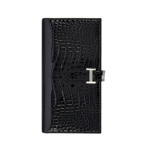 Hermes Bearn wallet Shiny Alligator Noir Silver