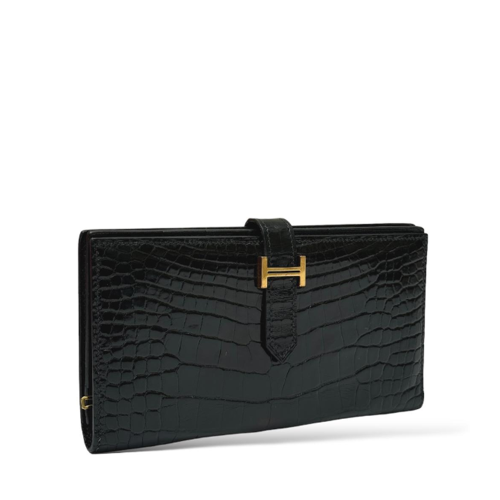 Hermes Bearn wallet Shiny Alligator Noir Gold