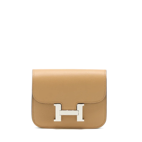 Hermes Constance Slim wallet Evercolor Chai Lime Silver