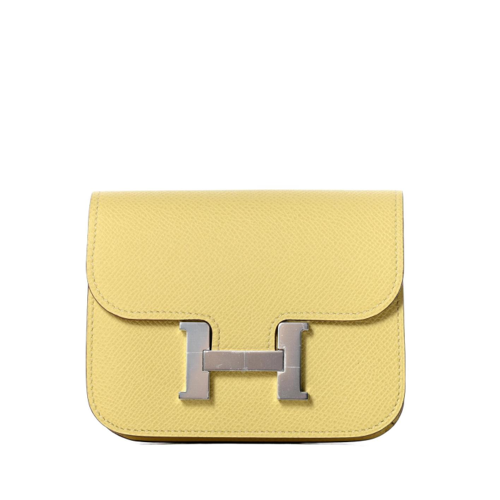 Hermes Constance Slim wallet Epsom Jaune Poussin Silver