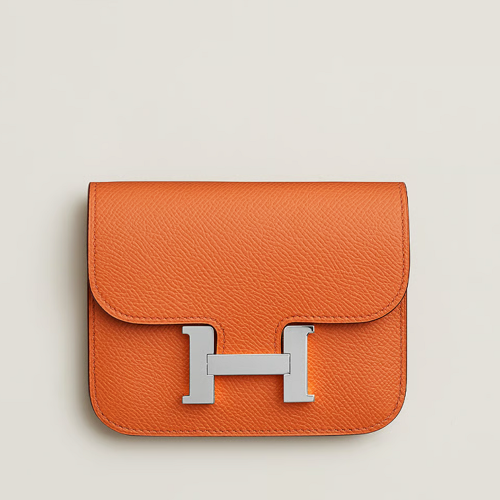 Hermes Constance Slim wallet Epsom Orange Silver