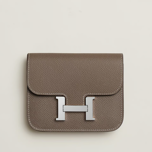 Hermes Constance Slim wallet Epsom Etoupe Silver