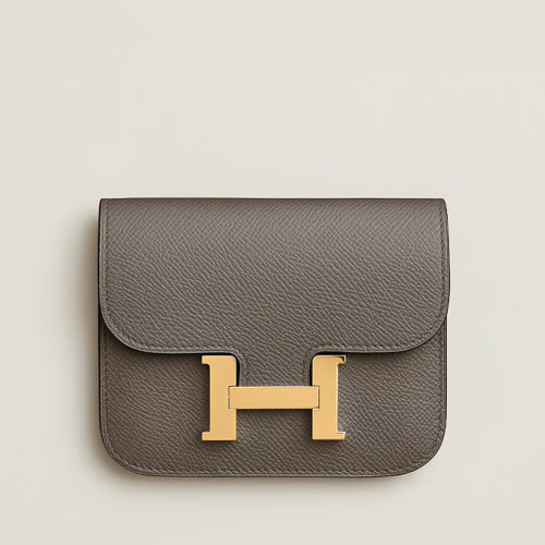 Hermes Constance Slim wallet Epsom Etain Gold
