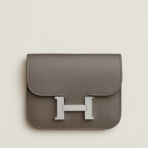 Hermes Constance Slim wallet Epsom Etain Silver