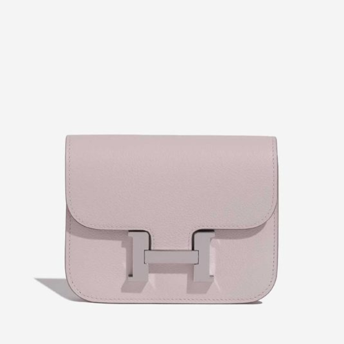 Hermes Constance Slim wallet Evercolor Mauve Pale Silver