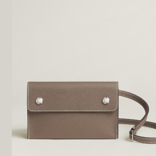 Hermes Hermesnap Wallet Epsom Etoupe Silver