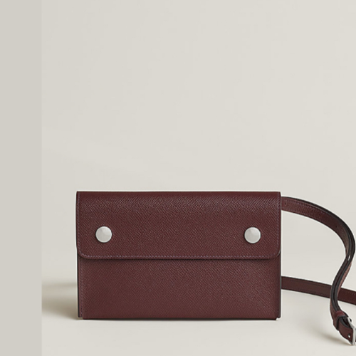 Hermes Hermesnap Wallet Epsom Rouge Sellier Silver