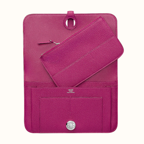 Hermes Dogon Duo Togo Rose Pourpre Silver