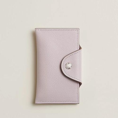 Hermes Iliade card holder Evercolor Mauve Pale Silver