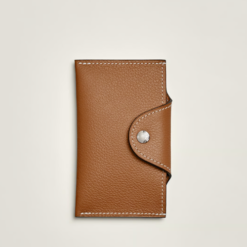 Hermes Iliade card holder Evercolor Gold Silver