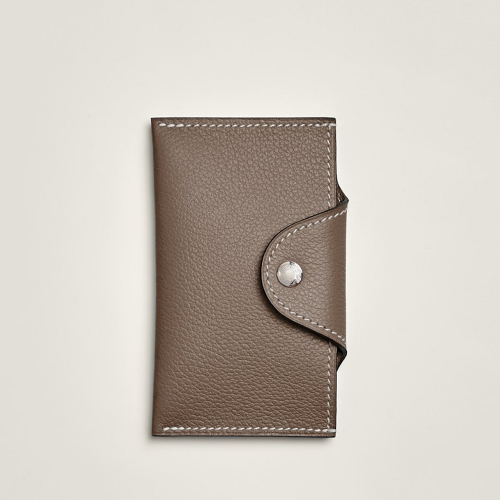 Hermes Iliade card holder Evercolor Etoupe Silver