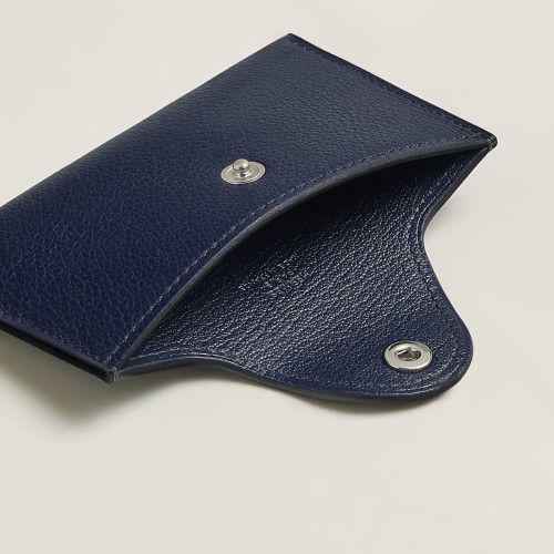 Hermes Iliade card holder Evercolor Bleu Nuit Silver